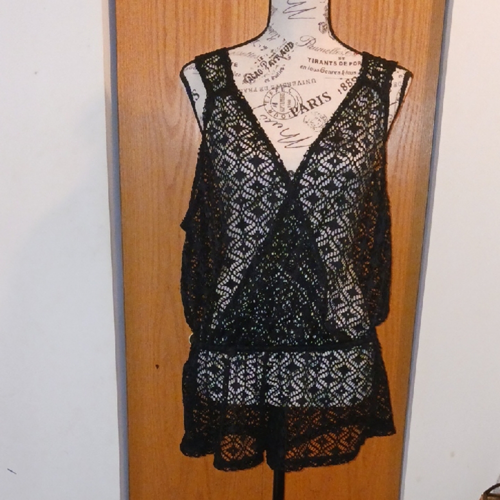 Black Crochet Romper